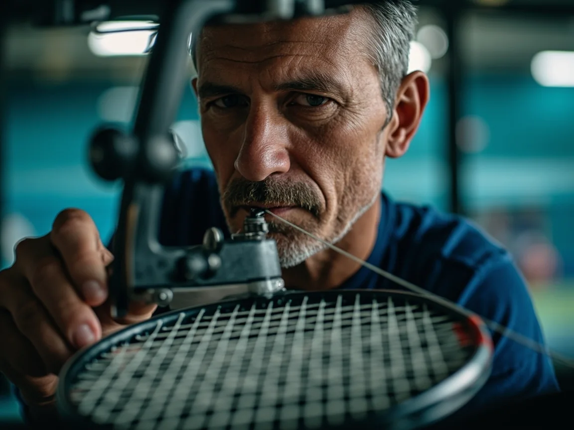 Badminton racket stringing and equipment visual