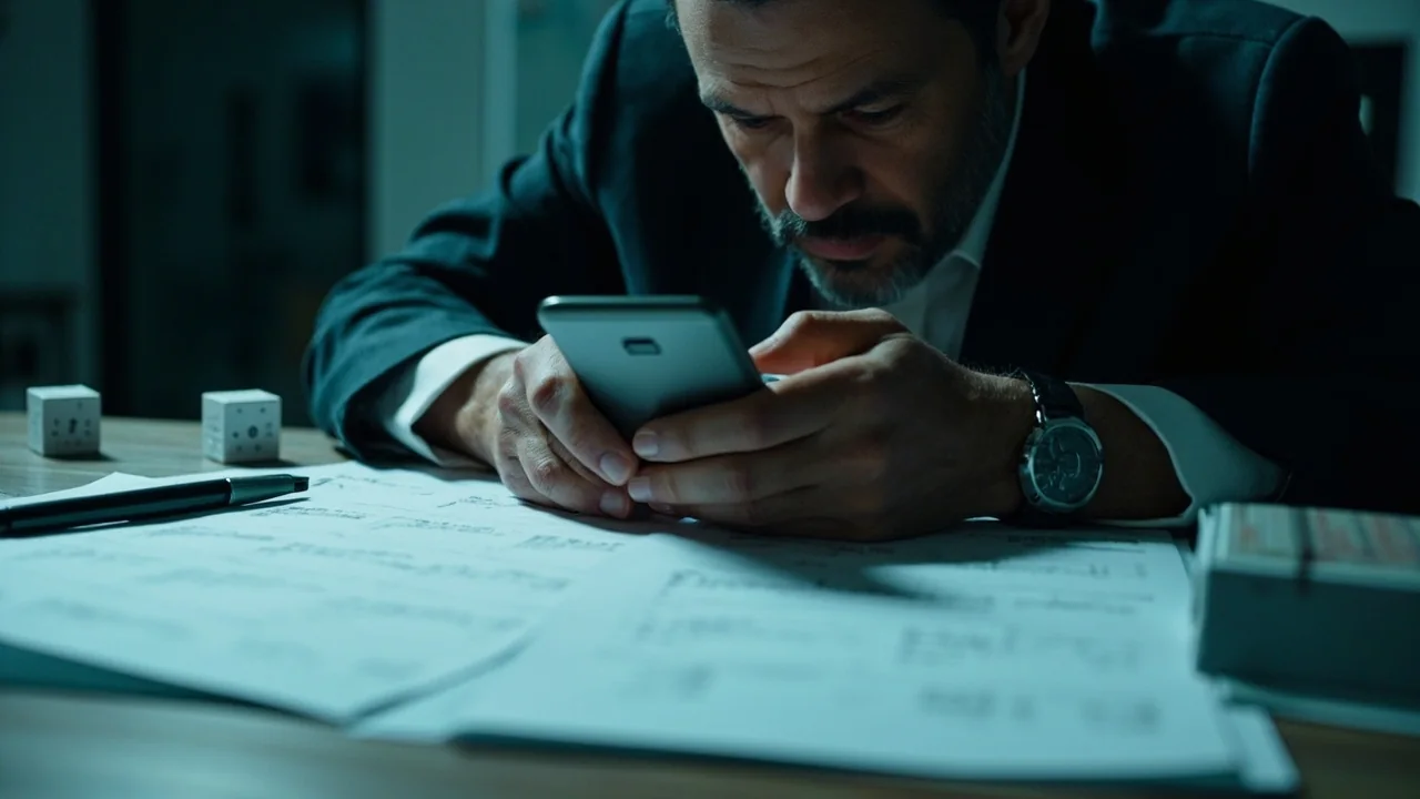 Editorial reader checking promotional terms on a phone with notes and a calendar