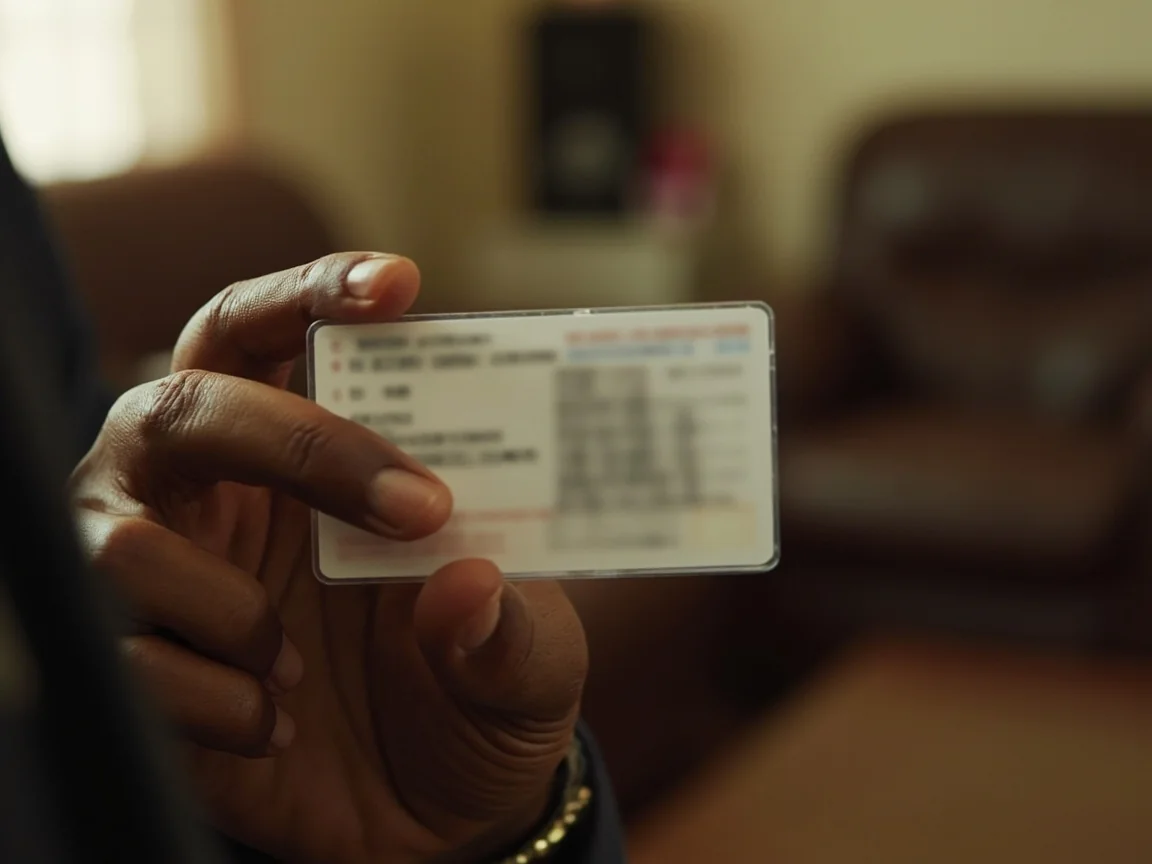 Adult preparing a generic identity card for an age-verification check