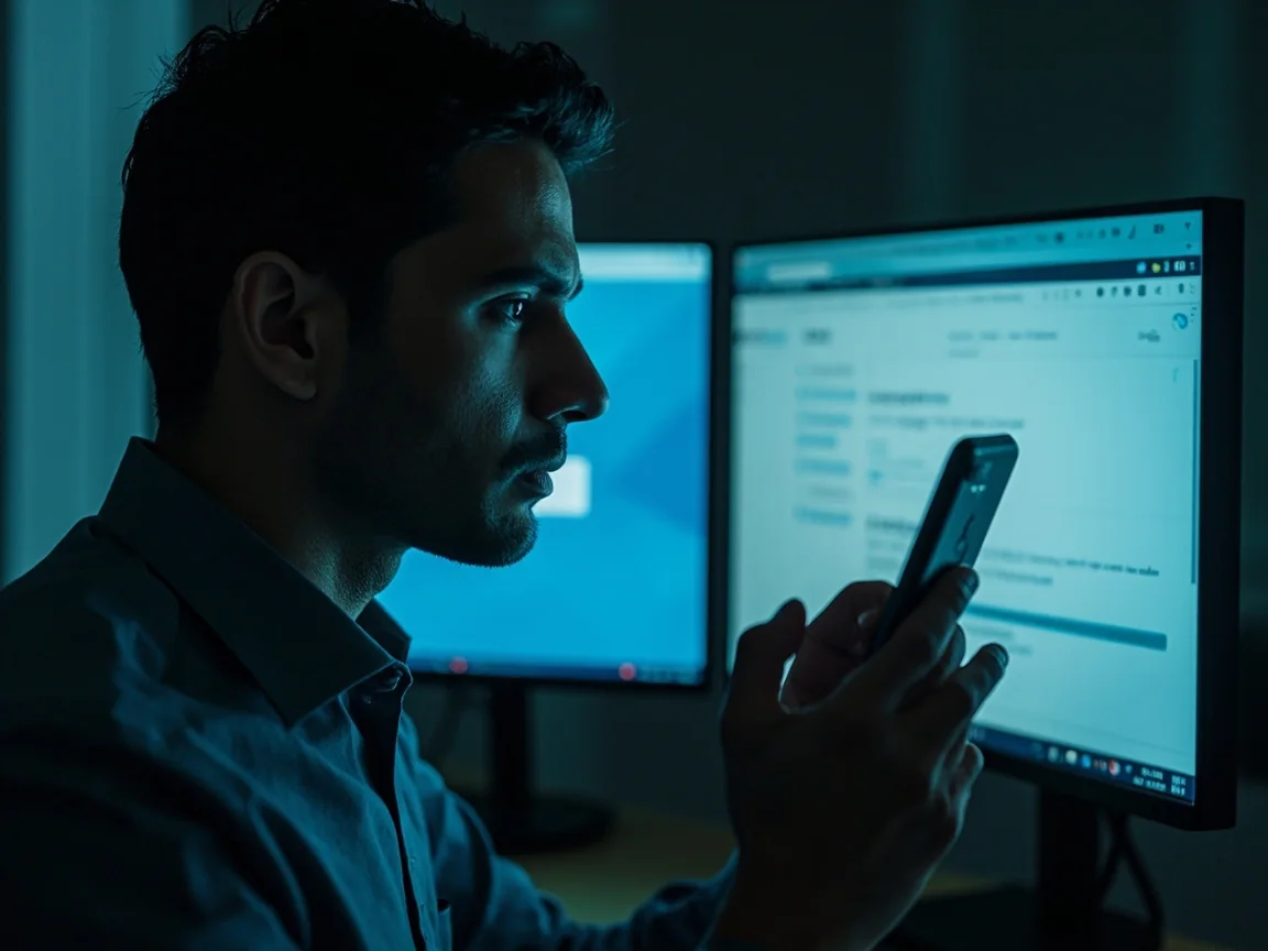 Reader comparing two browser windows side by side to spot the lookalike domain