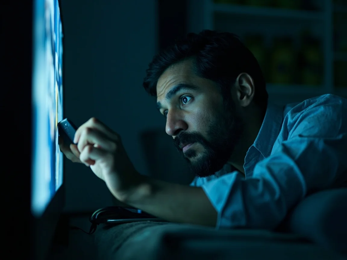Analysts in a press box watching a night match