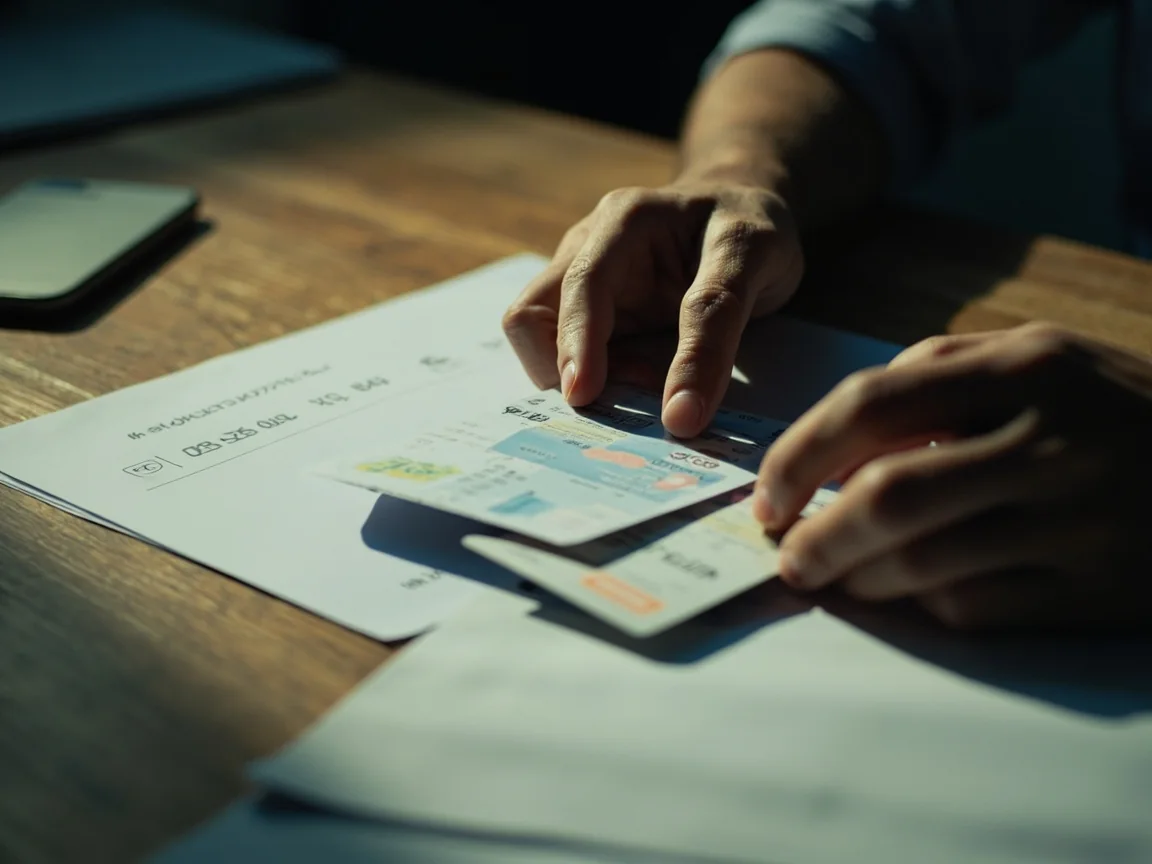 Adult preparing identity documents beside a phone for an in-app verification request